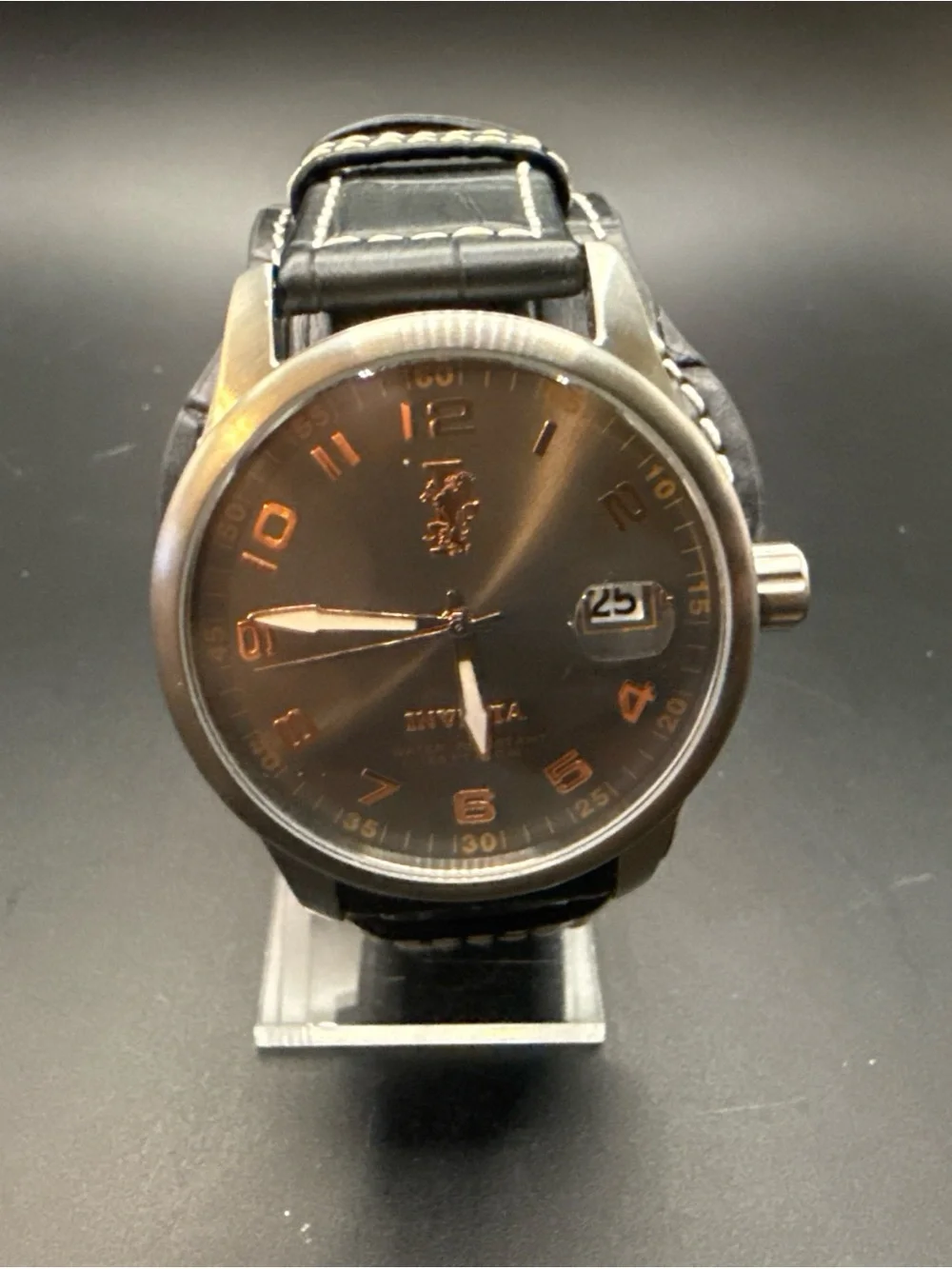 Invicta Men's Watch I-Force Quartz Blue Dial Steel Case Brown Strap New Battery